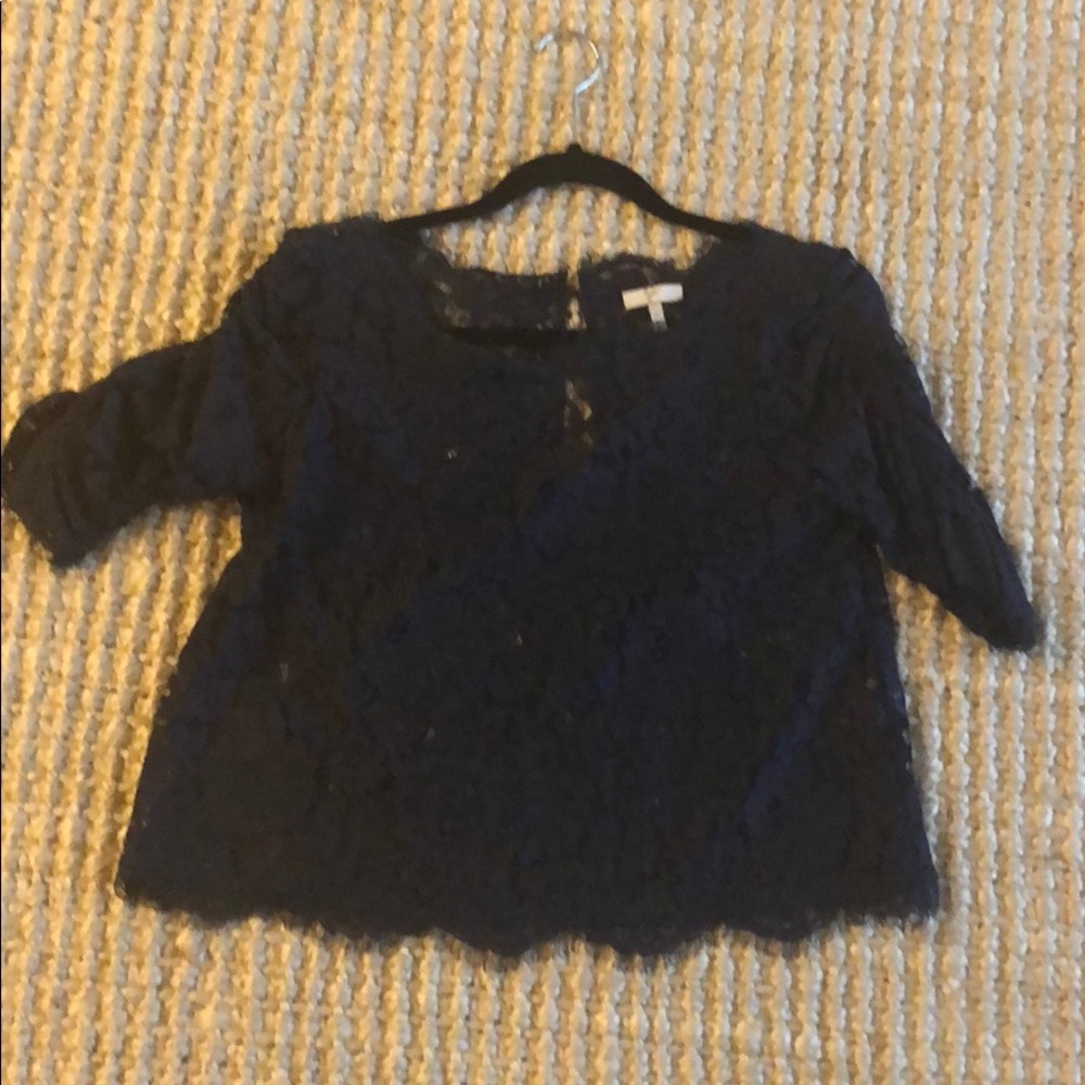Navy lace crop top